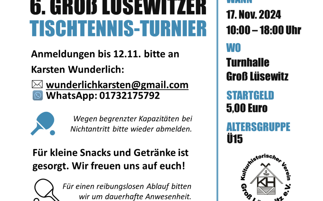 6. Groß Lüsewitzer Tischtennis-Turnier