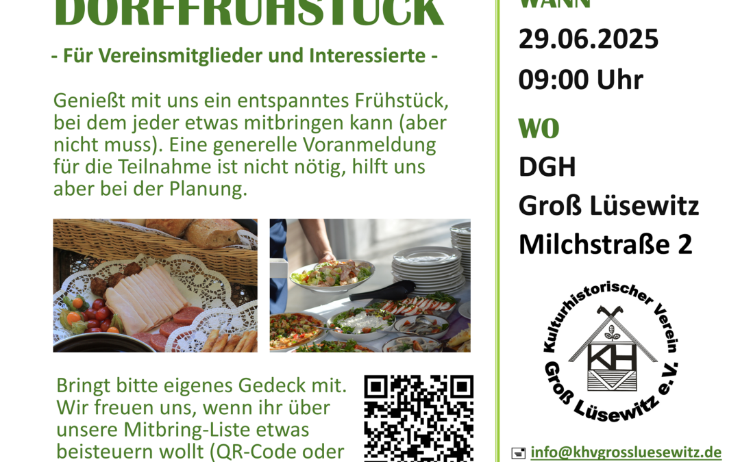 Dorffrühstück in Groß Lüsewitz für Vereinsmitglieder und Interessierte