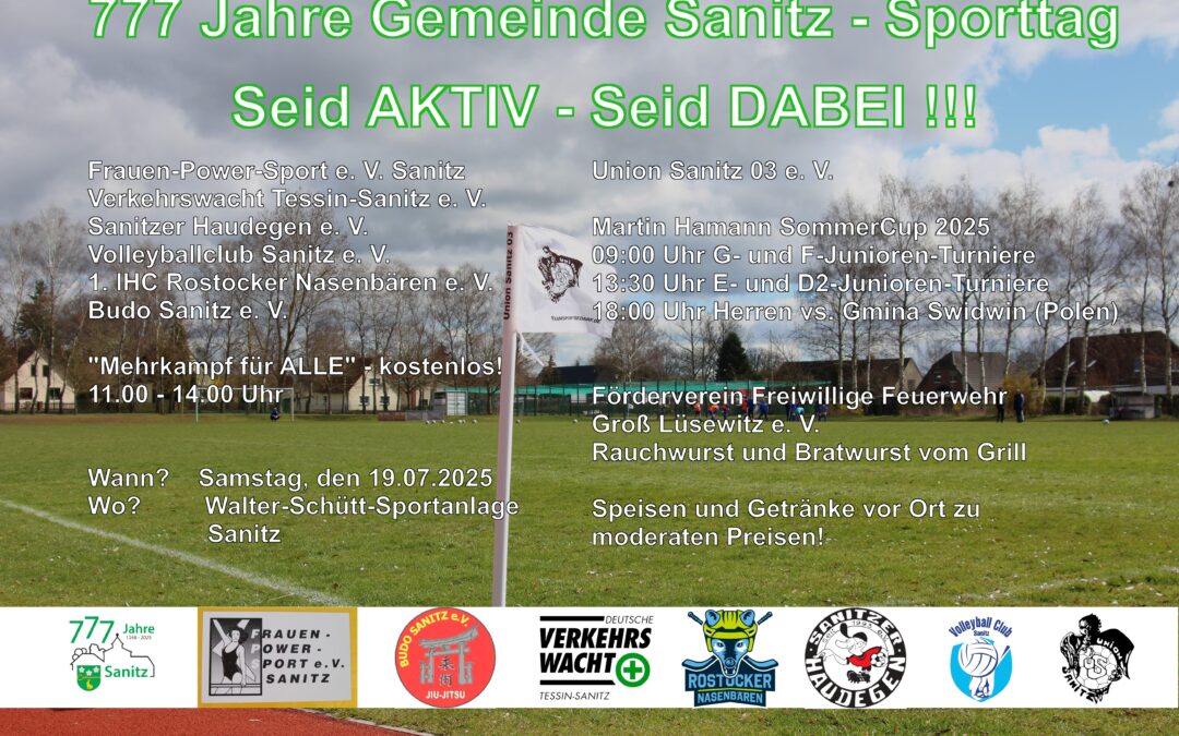 777 Jahre Sanitz: Eventday auf dem Sportcampus