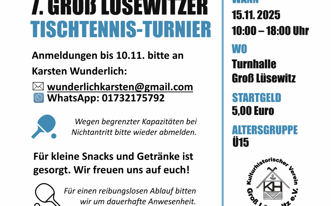 7. Groß Lüsewitzer Tischtennis-Turnier