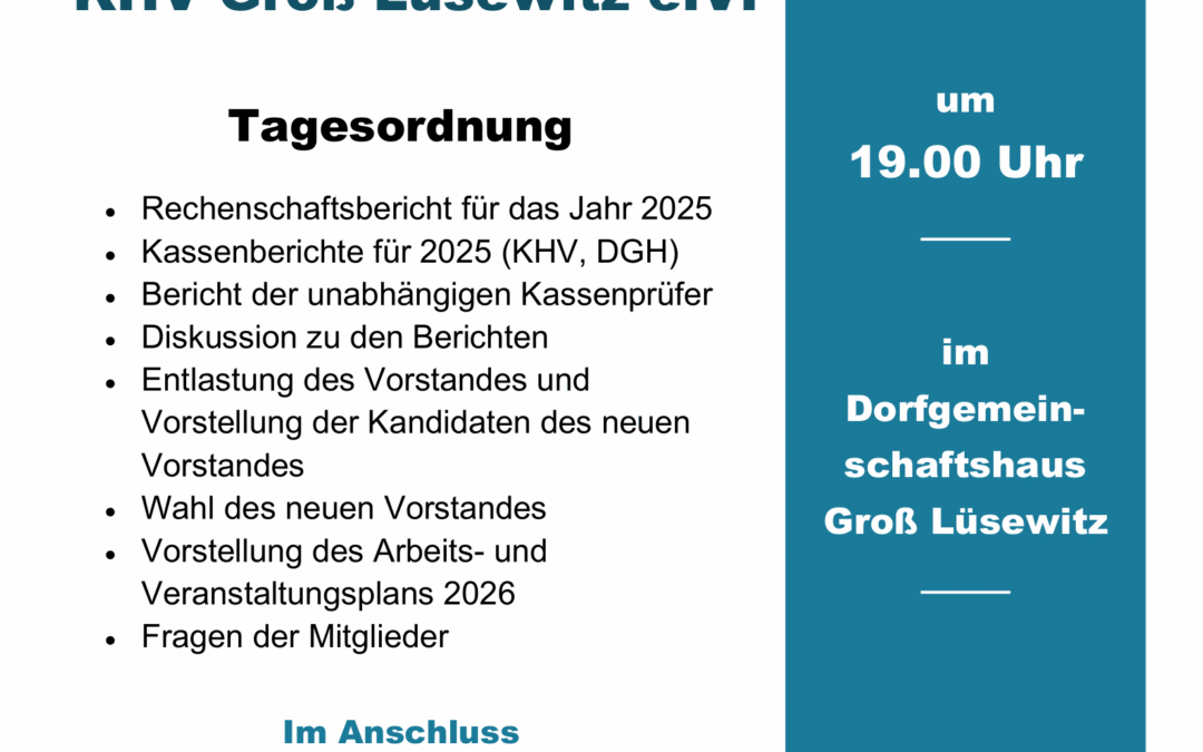 Mitgliederversammlung KHV Groß Lüsewitz e.V.