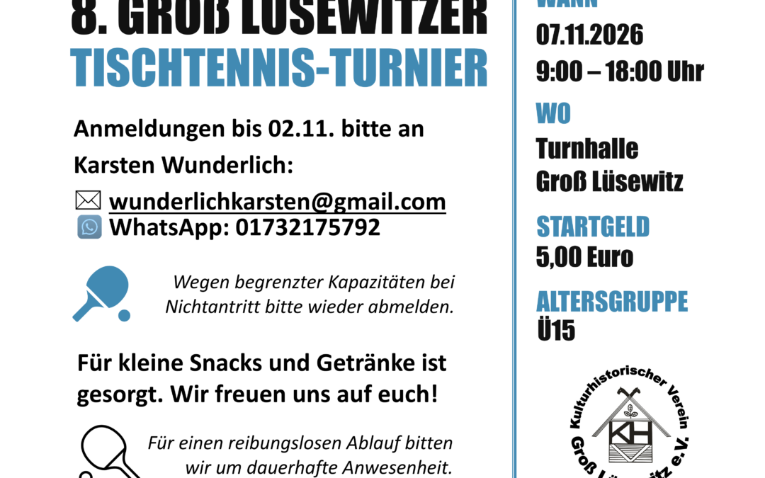 Tischtennis-Turnier Groß Lüsewitz